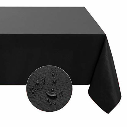 Picture of Softalker Rectangle Tablecloth Waterproof & Stain Resistant Table Cloth Wrinkle Free Fabric Washable 210GSM Polyester Table Cover for Dining/Party/Buffet/Wedding (60x102 inch, Black)
