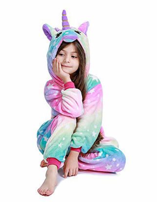 Picture of Kids Unicorn Onesie Animal Pajamas Halloween Cosplay Costume Gift (8-10 Years, Galaxy Starry)