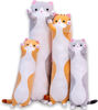 Picture of Cute Cat Plush Long Body Pillow Cuddle Cartoon Stuffed Animals Cat Plushie Soft Doll Pillows Gifts for Kids Girls (Orange, 27")