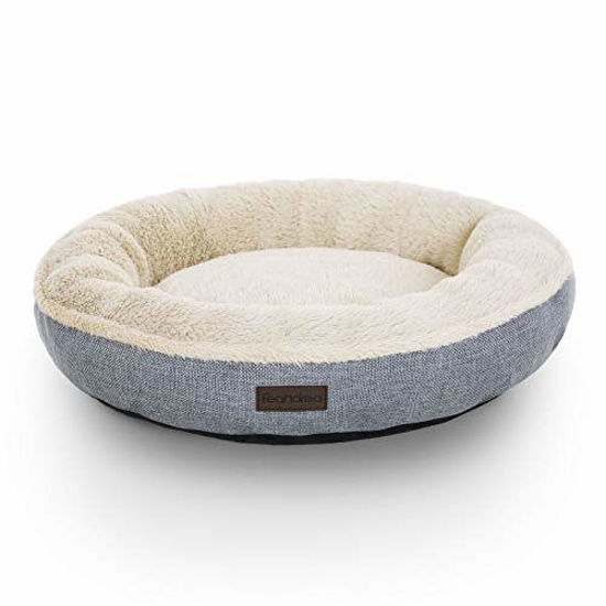 GetUSCart- FEANDREA Dog Bed, Pet Sofa for Dog, Cat, Donut Shape, Anti-Slip,  Washable, Round, 25.6 Inches Dia., Gray UPGW65G
