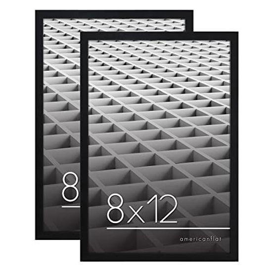 Picture of Americanflat 8x12 Picture Frame in Black with Shatter Resistant Glass - Horizontal and Vertical Formats for Wall and Tabletop (2 Pack)