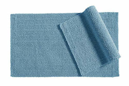 Picture of Amazon Basics Reversible Everyday Cotton Bath Rug, Set of 2, 17" x 24", Cornflower Blue