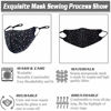 Picture of 4 Pcs Sparkle Rhinestone Face Cloth Mask for Women, Stylish Glitter Reusable Black Red Breathable Sequin Designer Washable Bling Diamond Crystal Masquerade Fancy Beauty Cute Polyester Ear Loops