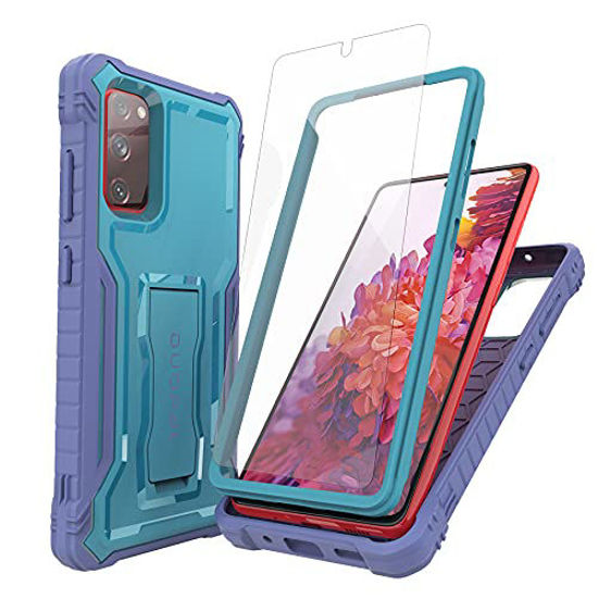 For Samsung Galaxy S20 FE 5G, Shockproof Ring Stand Phone Case w/ Tempered  Glass