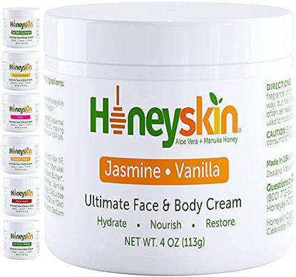 Picture of Manuka Honey Cream Face Moisturizer and Body Lotion - Eczema Honey Organic Moisturizing Cream - Dry Itchy Sensitive Skin - Face Lotion for Redness Eczema and Rosacea - Jasmine Vanilla Scent (4oz)