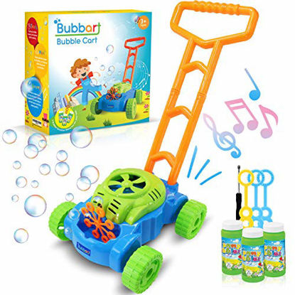 Picture of Bubbart Bubble Lawn Mower Automatic Bubble Machine for Kids with Music Outdoor Toy for Toddlers [ 2020 Upgraded ] Lot of Fun for Your Kids Included 3 Bottle of Bubble Solution & 3 Blowers Sticks