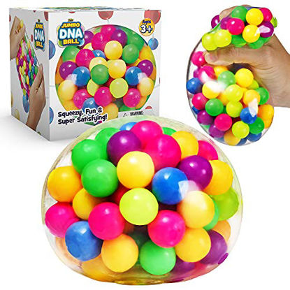 Picture of YoYa Toys The Original Jumbo DNA Ball | Colorful Fidget Squeezing Stress Relief Ball for Adults & Kids | Our Unique Rubber Squishy Toys are Great for Stress, Anxiety, Bad Habits & More