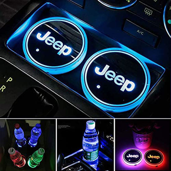 2PCS Car Cup Bottle Holder Mat 7 Color LED Coaster Pad Atmosphere Light  Decor