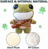 Picture of 11.8in Stuffed Frog Plush Animal Doll Toy, Super Cute Green Frog Plushies Pillow with Sweater Clothes and Backpack, Standing Frog Plushie Toy Gift for Kids Creative Decoration (11.8inch, Green-I)