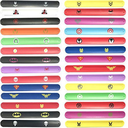 Picture of 28 pack Superhero Slap Bands Bracelet for Kids Boys & Girls Birthday Party Supplies Favors