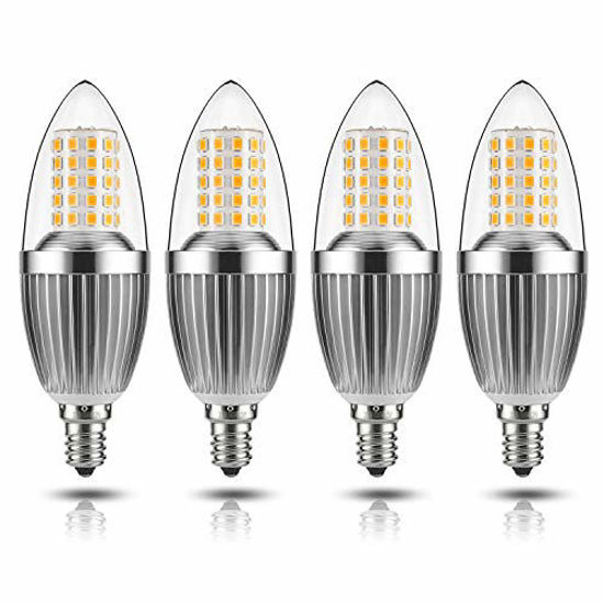 Picture of GEZEE  LED Candelabra Bulb, Non-Dimmable 100-Watt Light Bulbs Equivalent, 12W LED Candle Bulbs,Warm White 3000K Chandelier Bulbs, E12 Candelabra Base, 120V, 1200Lumens, 4.7in,Torpedo Shape(4 Pack)