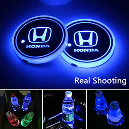 Picture of 2pcs fit Honda LED Car Cup Holder Lights,7 Colors Changing USB Charging Mat Luminescent Cup Pad,LED Interior Atmosphere Lamp (fit Honda 2)