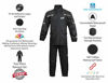 Picture of HWK Motorcycle Rain Suit For Men & Women Gear Jackets & Pants Reflective Waterproof Rainsuit (Black, Large)