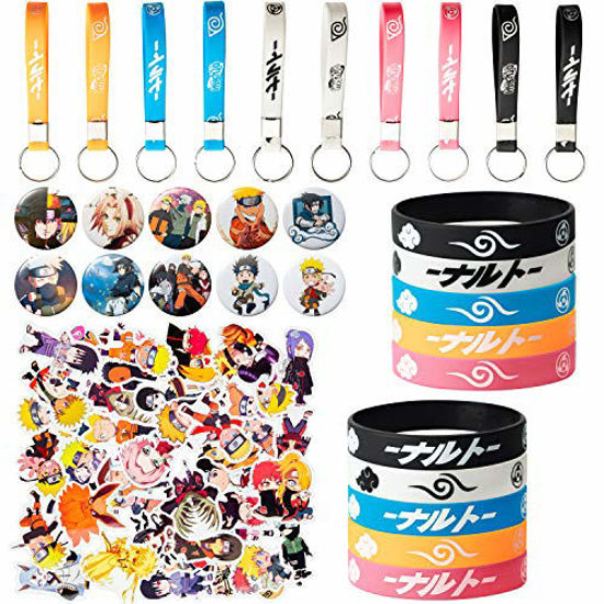 0942768 80 pcs naruto party supplies konoha party favors for game fans include 10 keychains 10 bracelets 10 550