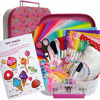 Picture of ARTIKA Sewing Kit for Kids - Sweets Themed Craft Kit for Girls & Boys w/ Booklet, Stencil Shapes, Supplies to Sew and Travel Case