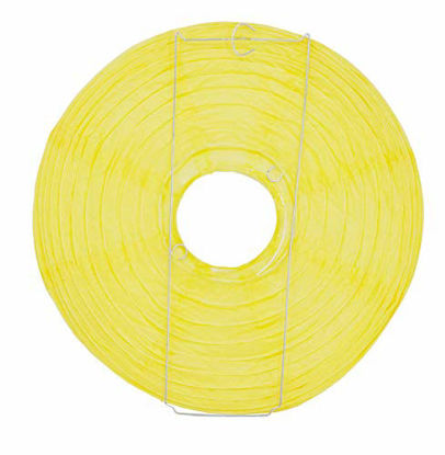 Picture of Yellow Paper Lanterns Decorative Party Lanterns - Hanging Paper Lanterns with Lights - Chinese Lanterns Decorations by Mudra Crafts Round 12 Inches Pack of 10