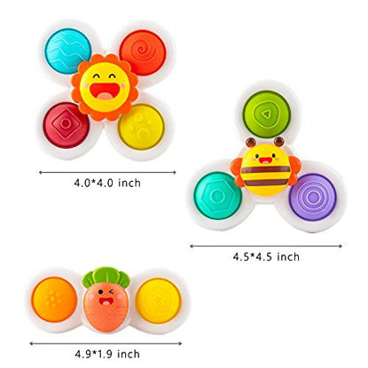 Picture of YAPIGO Suction Cup Spinner Toys Baby Toys,Sensory Toys Bath Toys Dimple Toys Spinning Top Toy for Toddlers, Eearly Education Toys,Gifts for Boy Girl (3 Pcs)