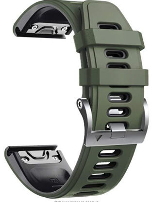 Picture of NotoCity for Fenix 6x Watchbands Silicone Sport Watch Strap for Fenix 5X/5X Plus/Fenix 6X/Fenix 6X Pro/Fenix 3/Fenix 3 HR/Tactix/Descent MK1/D2 Delta PX/D2 Charlie Smartwatch (Army green-Black)