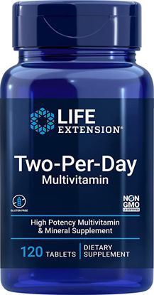 Picture of Life Extension Two-Per-Day High Potency Multi-Vitamin & Mineral Supplement - Vitamins, Minerals, Plant Extracts, Quercetin, 5-MTHF Folate & More - Gluten-Free - Non-GMO - 120 Tablets