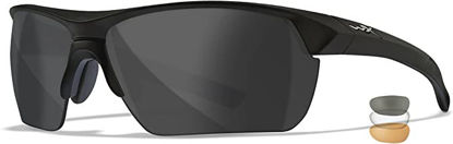 Picture of Wiley X Guard Advanced Sunglasses, ANSI Z87 Safety Glasses for Men and Women, UV Eye Protection for Shooting, Fishing, Biking, and Extreme Sports, Matte Black Frames, Changeable Grey, Clear, and Light Rust Tinted Lenses