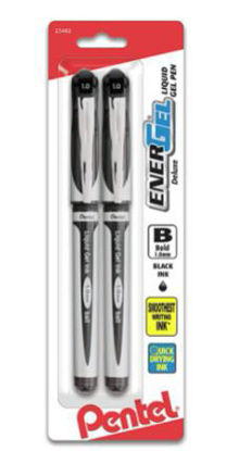 Picture of Pentel EnerGel Gel Ink Pen, (1.0mm), Bold Point, Metal Tip, Black Ink, 2 Pack (BL60BP2A)