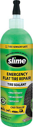 Picture of Slime 10011 Flat Tire Puncture Repair Sealant, Emergency Repair for Highway Vehicles, Suitable for Cars/Trailers, Non-Toxic, eco-Friendly, 16 oz Bottle