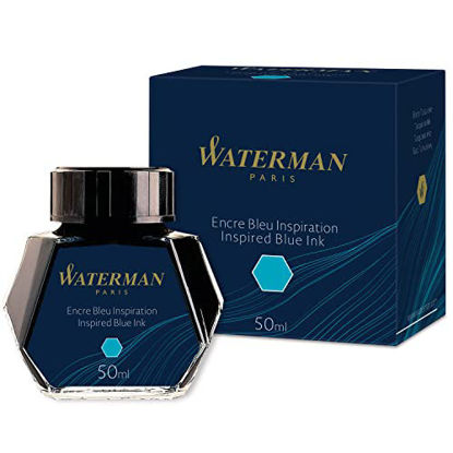 Picture of Waterman Fountain Pen Ink, Inspired Blue, 50ml Bottle