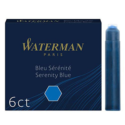 Picture of Waterman Fountain Pen Ink Cartridges, Short 'International', Serenity Blue, 6 Count