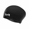 Picture of TYR Long Hair Wrinkle-Free Silicone Swim Cap, Black