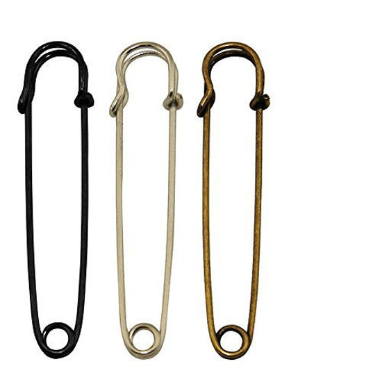 Picture of Wish Hally Wood Set of 12pcs Extra-Large 4" Steel Safety Pins - Blankets, Skirts, Kilts, Crafts ? (12pcs)