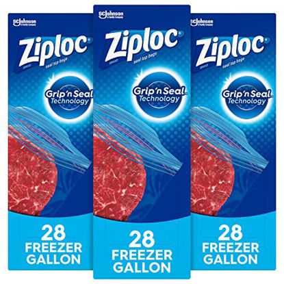 Picture of Ziploc Freezer Bags with New Grip 'n Seal Technology, Gallon, 28 Count, Pack of 3 (84 Total Bags)