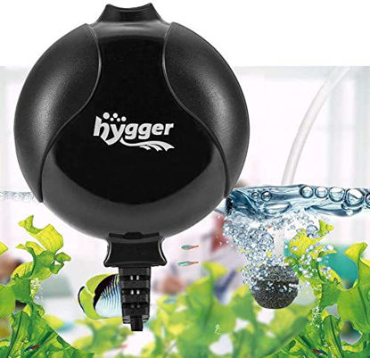 Picture of Hygger Quiet Mini Air Pump for Aquarium 1.5 Watt Oxygen Fish Air Pump for 1-15 Gallon Fish Tank with Accessories Black