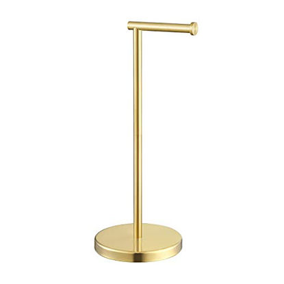 Picture of KES Gold Toilet Paper Holder Free Standing SUS 304 Stainless Steel Rustproof Pedestal Lavatory Tissue Roll Holder Floor Stand Modern Brushed Brass Finish, BPH283S1-BZ