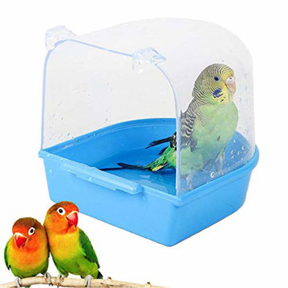 Picture of Parrot Bath Box Bird Cage Accessory Supplies Bathing Tub Bath for Parakeet Pet Brids Canary Budgies Parrot (Random Color)