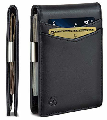 Picture of SERMAN BRANDS Money Clip Wallet - Mens Wallets slim Front Pocket RFID Blocking Card Holder Minimalist Mini Bifold (Charcoal Black Transformer)