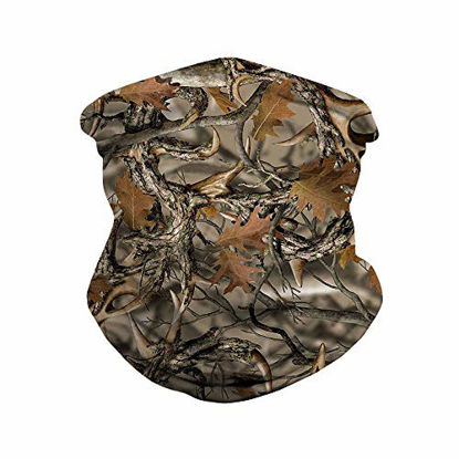 Picture of Ainuno Camo Bandana Mask for Men Women Neck Gaiter Balaclava Face Cover for Hiking Motorcycle Riding,Camo Leaves