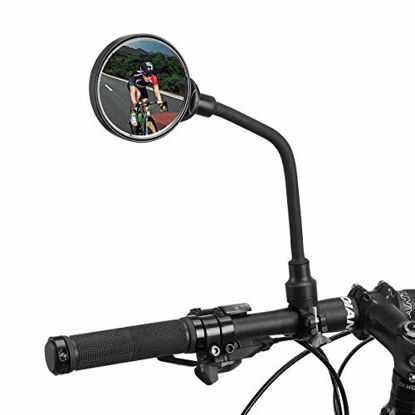 Picture of ROCKBROS Bike Mirror Handlebar Mount Safe Rear View Mirror Adjustable 360°Rotatable HD Wide Angle Cycling Biking Clear Acrylic Convex Mirror Bike Bicycle Accessories for Men Women