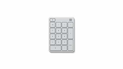 Picture of Microsoft Number Pad - Glacier. Standalone Number Pad for Numeric Input. Wireless, Bluetooth 18-Key Number Pad with Up to 24 Months Battery Life