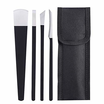 Picture of Pedicure Knife Set, 4Pcs Professional Stainless Steel Ingrown Toenail Knife Tools with Storage Bag Nail Knives Cuticle Remover for Feet Ingrown Toe Nail Correction Pedicure Tools Kit