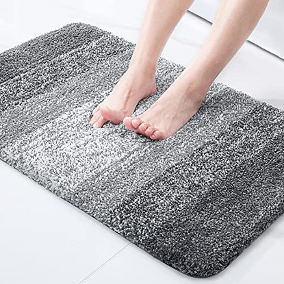 Picture of Olanly Luxury Bathroom Rug Mat, Extra Soft and Absorbent Microfiber Bath Rugs, Non-Slip Plush Shaggy Bath Carpet, Machine Wash Dry, Bath Mats for Bathroom Floor, Tub and Shower, 16x24, Grey