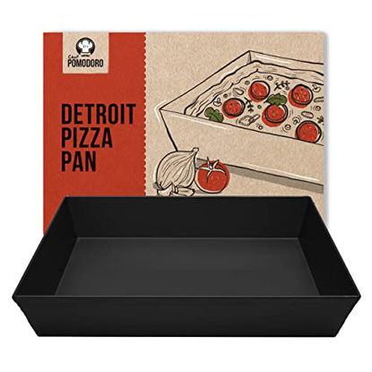 Picture of Chef Pomodoro Detroit Style Pizza Pan, 14 x 10-Inch, Hard Anodized Aluminum, Pre-Seasoned Bakeware Kitchenware
