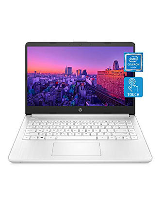 Picture of HP 14 Laptop, Intel Celeron N4020, 4 GB RAM, 64 GB Storage, 14-inch HD Touchscreen, Windows 10 Home, Thin & Portable, 4K Graphics, One Year of Microsoft 365 (14-dq0080nr, 2021, Snowflake White)