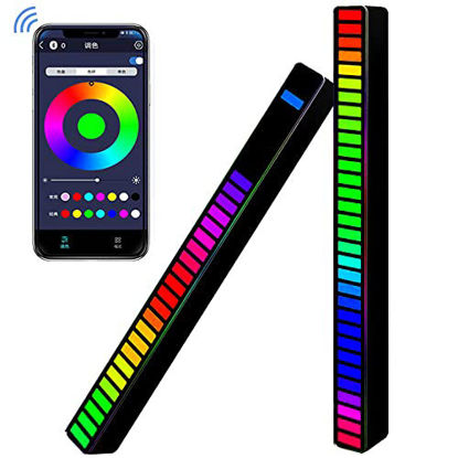 Picture of 2 PCS RGB Voice-Activated Rhythm Light , Sound Pickup Light , Stress Relief Activated Light Colorful Office Rhythm Music LED Light Ambient Strip Decor Light Bar for Car Room Desk PS5 Game