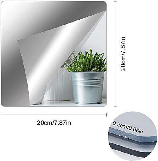 GetUSCart 4 Pack Self Adhesive Acrylic Mirror, 8 x 8 Inch Mirror Tiles