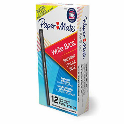 Picture of Paper Mate Write Bros Ballpoint Pens, Medium Point (1.0mm), Black, 12 Count