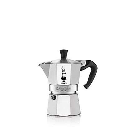 Picture of Moka Express: Iconic Stovetop Espresso Maker, Makes Real Italian Coffee, Moka Pot 3 Cups (4.4 Oz - 130 Ml) , Aluminium, Silver