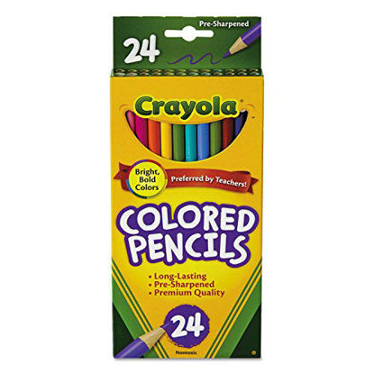 Picture of Crayola Products - Crayola - Pencils Long Cannon Woodcase Color, 3.3mm, 24 Assorted Colors / Set - Sold as 1 Set - Presharpened Points. - Bright colors and smooth Laydown. - Made from reforested wood.