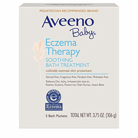 Picture of Aveeno Baby Eczema Therapy Soothing Bath Treatment for Relief of Dry, Itchy and Irritated Skin, Made with Soothing Natural Colloidal Oatmeal, 5 ct.