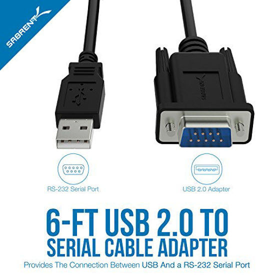 GetUSCart SABRENT USB 2.0 to Serial (9Pin) DB9 RS232 Adapter Cable 6ft Cable [FTDI Chipset
