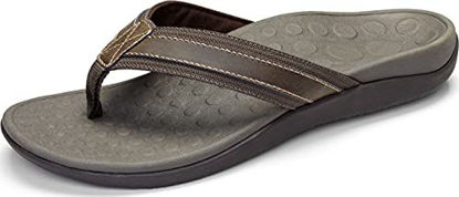 Picture of Vionic Men's Tide Toe-Post Sandal - Flip Flop with Concealed Orthotic Arch Support Brown 10 Medium US